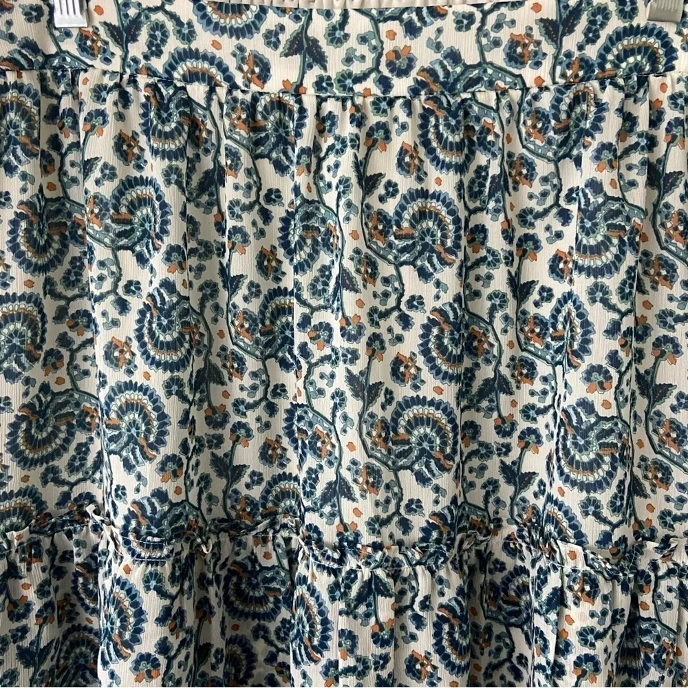 J. Crew Tiered Ruffle Mini Skirt Floral Feminine Artsy Flowy Sz L